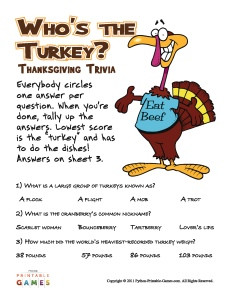 Who's The Turkey? Thanksgiving Trivia Game