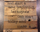 ... sign rustic distressed hand painted inspirational quote new beginnings