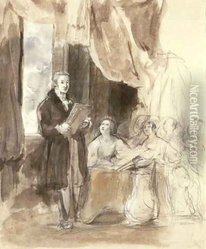 Sir Robert Peel Reading to Queen Victoria Oil Painting - Sir David ...