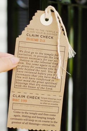 Temple Blessing Claim Check