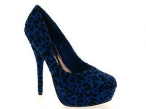 ... CLOSED TOE HIGH HEEL LEOPARD PRINT LADIES SHOES BLUE SIZE 3 - 8