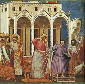 Jesus casting out the money changers from the Temple by Giotto , 14th ...