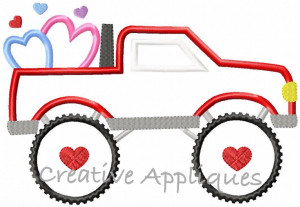 Valentine Monster Truck Applique