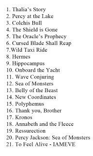 The track list for the Percy Jackson: Sea of Monsters movie More