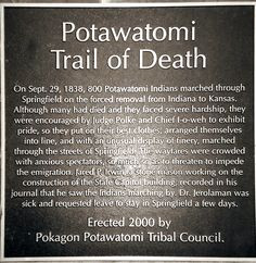 potawatamee indians | Potawatomi Indian Trail of Death Commerative ...