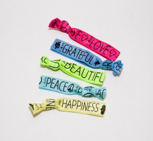 pack INSPIRATIONAL SAYINGS Elastic Hair Tie / Bracelet Love Peace ...