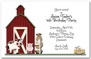 Little Red Barn Party Invitations, Second Birthday Invitations