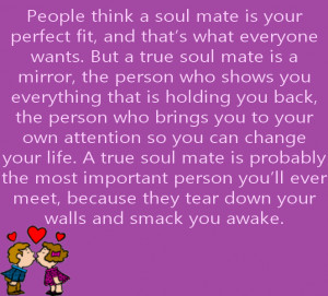 People think a soul mate is your perfect fit