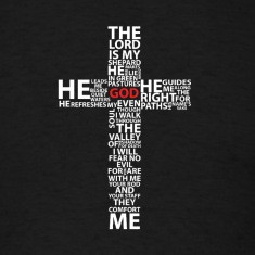 Typographic prayer on a cross t shirt