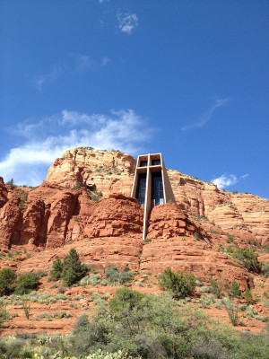 This chapel is built way up on the side of a mountain. The photo above ...