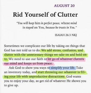 shares some scripture about the importance of decluttering your life ...