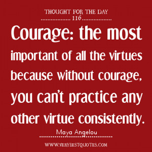 thought Of The Day ON COURAGE, COURAGE QUOTES, VIRTUE QUOTES