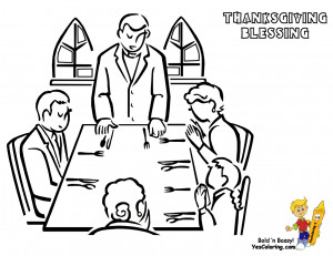 Printout Coloring Page of Holiday Church Dinner and Prayer