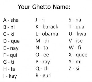 Funny Ghetto Name Chart Picture