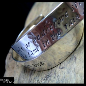 Hand Stamped Custom Quote Hammered Sterling Silver Cuff Bracelet