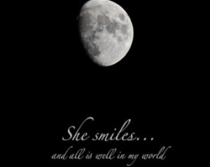 moon photo quote she smiles waxin g gibbous moon print with quotation ...