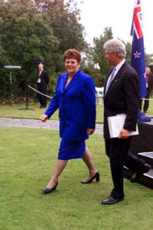 Bill Clinton meets with Prime Minister of New Zealand Jenny Shipley ...