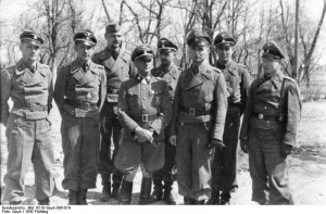 German SS officer Josef Dietrich with officers of the Leibstandarte SS ...