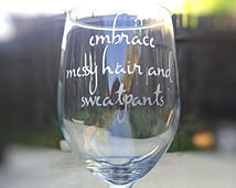 Wine Glass Hand Etched with 