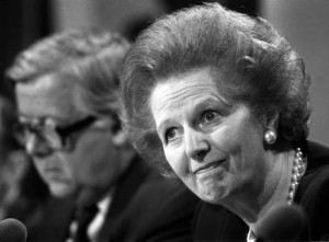 File photo dated 22/5/89 of Margaret Thatcher fielding questions with ...