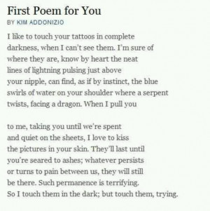 Kim Addonizio; First Poem for You