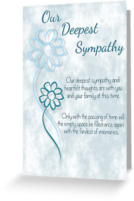 Our Deepest Sympathy Blue Sketched Flowers with Sentiment Words