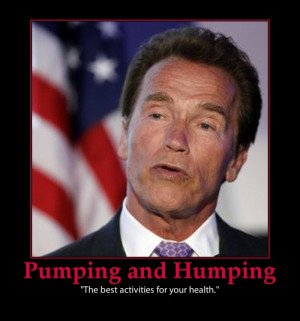 Arnold Schwarzenegger affair- humping and pumping-funny picture