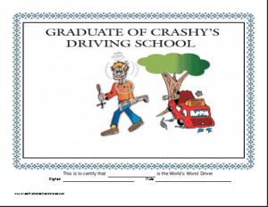Funny Printable Certificates of Driving