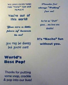 Fun sayings to go with different treats: Mountain Dew, Milky Way ...