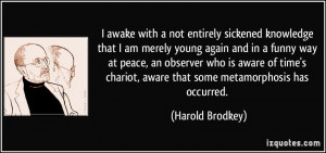 ... chariot, aware that some metamorphosis has occurred. - Harold Brodkey