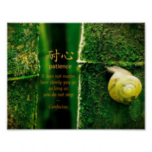Patience - chinese character quote snail bamboo poster