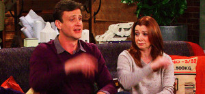 ... & Lily Synchronized Snap Reaction Gif On How I Met Your Mother