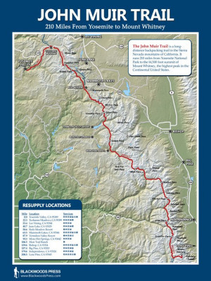 John Muir Trail map – Hoping to hike this in a year!!!