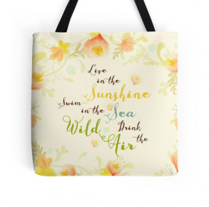 Wild Air Bag, Quote, Emerson, Sunshine, Floral, Boho, Beach Tote ...