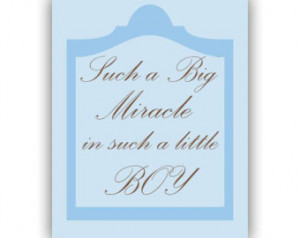 Baby Boy Nursery Blue Brown Wall Ar t Such a Big Miracle in Such a ...