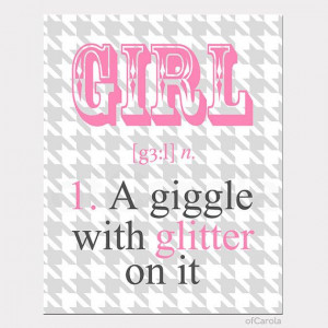 Wall Art Text Quote Print Girl A Giggle With Glitter by ofCarola, $15 ...