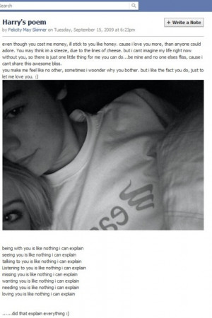 Harry Styles Harry's Poem That He Wrote His Then Girlfriend Felicity ...