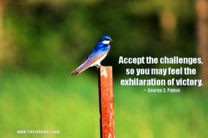 Accept the challenges, so you may feel the exhilaration of victory.