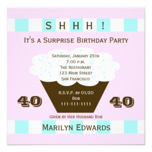 Cupcake 40th Surprise Birthday Party Invitation