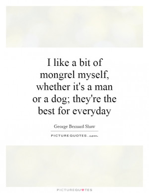 like a bit of mongrel myself, whether it's a man or a dog; they're ...