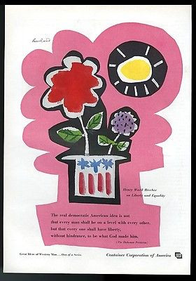 1959 Paul Rand flower pot art Henry Ward Beecher quote CCA vintage ...