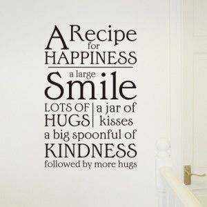 recipe for happiness wall art quote sticker - H560K