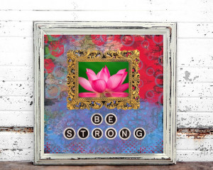 Flower Lotus Collage Painting Art Print - 8x8 Inspirational Quote ...