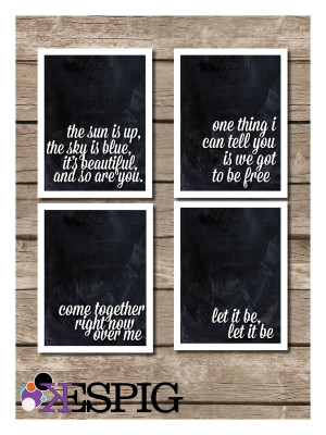 Inspirational The Beatles Typography 4 Piece Print by dontbemad