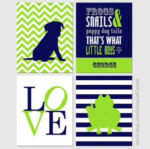 Frogs and Snails And Puppy Dog Tails Quote Name Wall by ofCarola, $36 ...