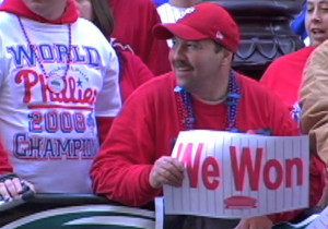Packer by the barrier at the Philadelphia Phillies World Series parade ...