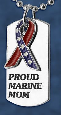 Proud Marine Mom Flag Ribbon Dog Tag Necklace at The Veterans Site ...