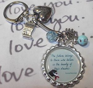 GRADUATION-Eleanor-Roosevelt-quote-keyring-diploma-heart-charms ...