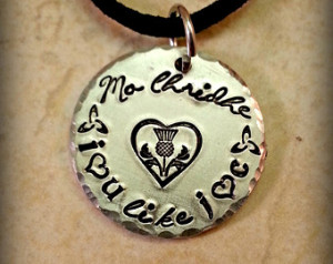Outlander Mo Chridhe Necklace, Hand Stamped Aluminum, 