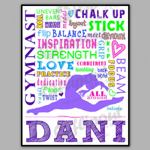 Girls Personalized, Colorful Gymnastics Poster